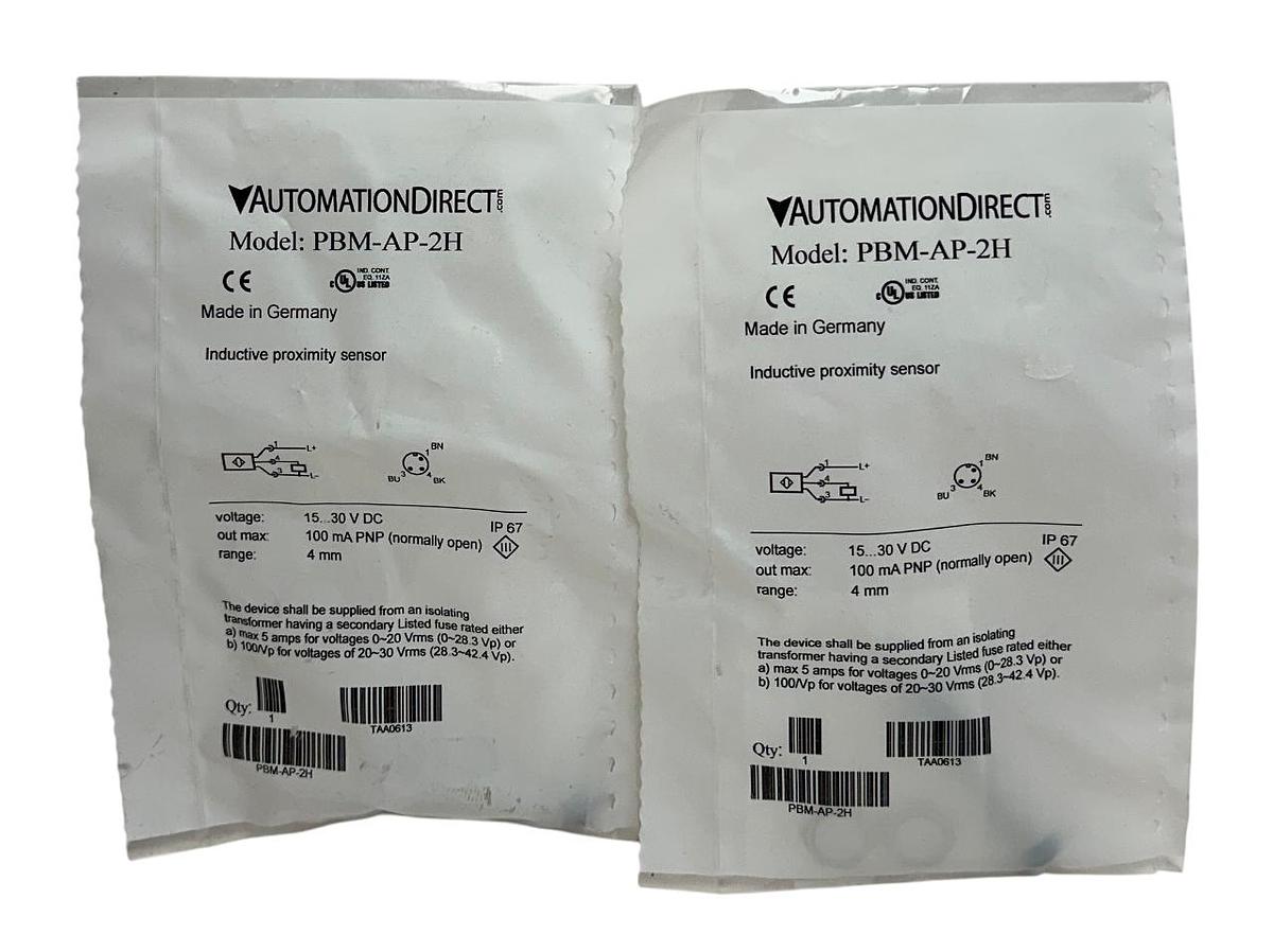 Used 2 AUTOMATIONDIRECT PBM-AP-1H / PBMAP1H INDUCTIVE PROXIMITY SENSORS PNP NSMP