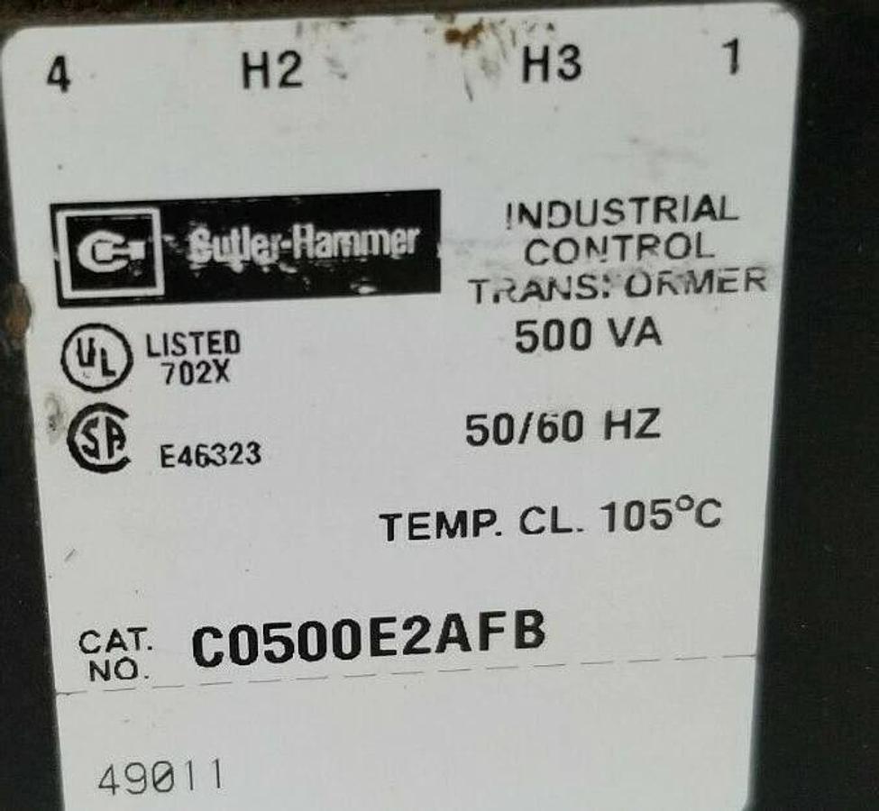 Used CUTLER HAMMER C0500E2AFB CONTROL TRANSFORMER 500VA 50/60HZ B500-2168-8
