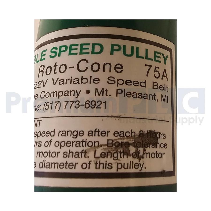 Used TB WOODS ROTO-CONE 75A / RC75AX5/8 GERBING VARIABLE SPEED PULLEY 5/8" BORE KEYED