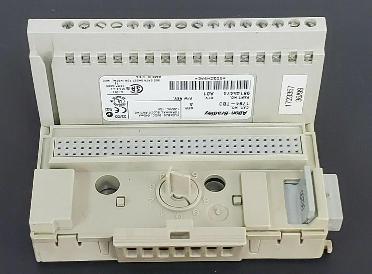 Used ALLEN BRADLEY 1794-TB3 TERMINAL BASE 1794TB3 SER. A, REV. A01, P/N: 96145474