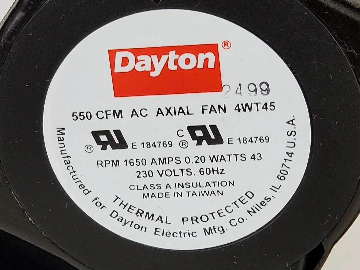 Used DAYTON 4WT45 550 CFM AC AXIAL FAN RPM 1650 AMPS 0.20 WATTS 43