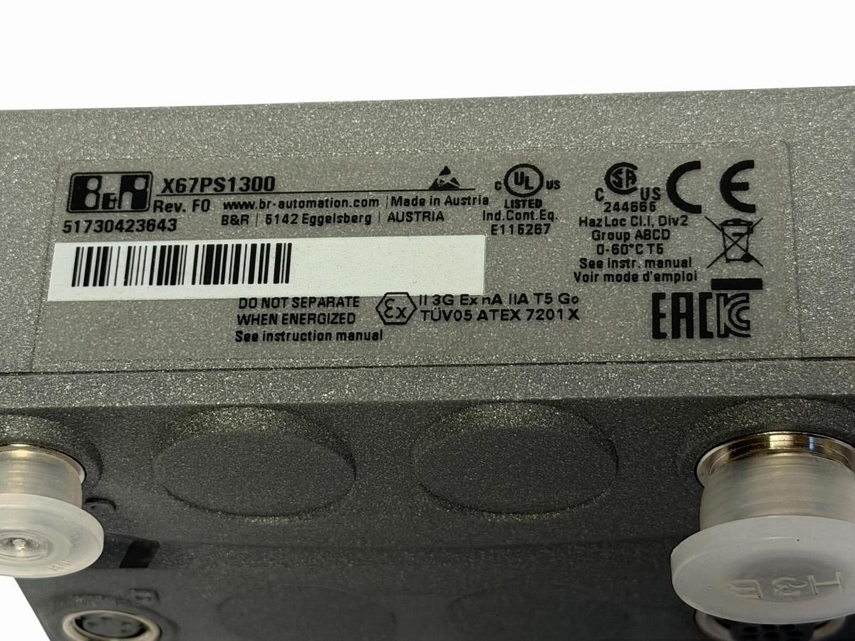 Used B&R X67PS1300 X67 System Power Supply Module 24VDC X2X Link IP67 Rev F0 NSNP
