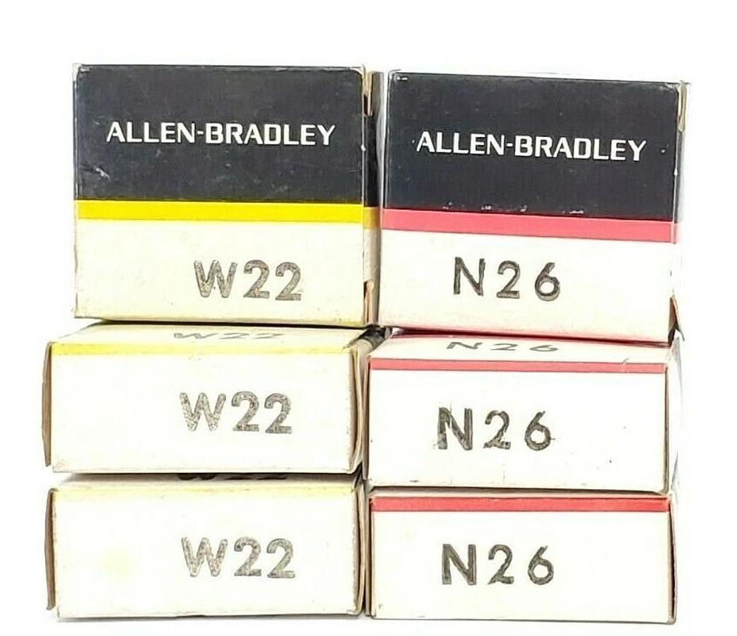 Used LOT OF (3) ALLEN BRADLEY W22 & (3) N26 HEATER ELEMENTS