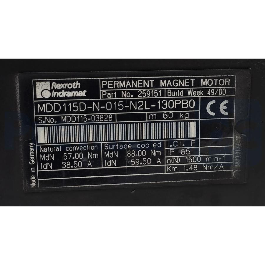 Used Rexroth Indramat MDD115D-N-015-N2L-130PB0 - R911259151 MDD Servo Motor 57Nm NSNP