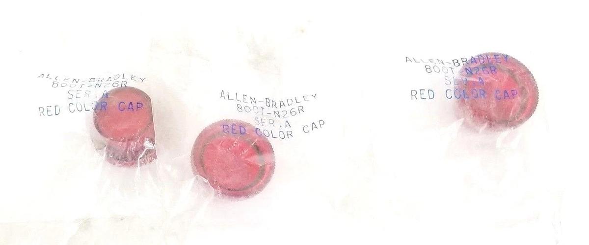 Used LOT OF 3 NEW ALLEN BRADLEY 800T-N2R6 RED COLOR CAPS 800TN2R6, SER. A