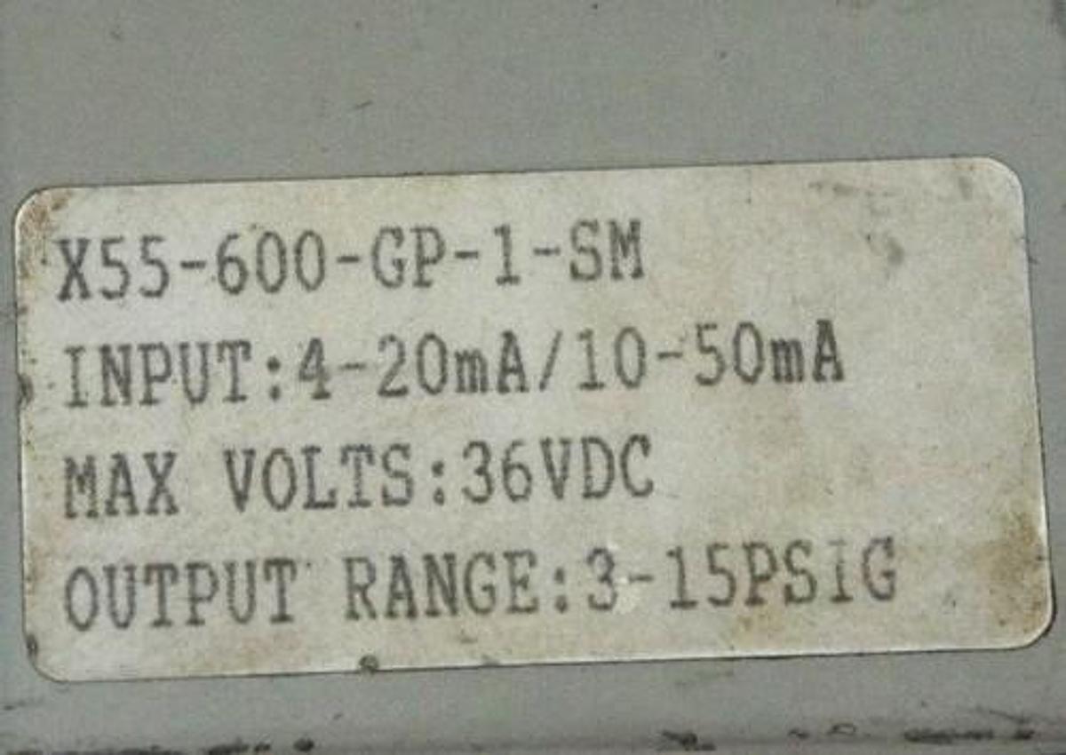 Used RONAN ENGINEERING X55-600-GP-1-SM TRANSDUCER X55-600-GP, 36VDC, 3-15PSIG