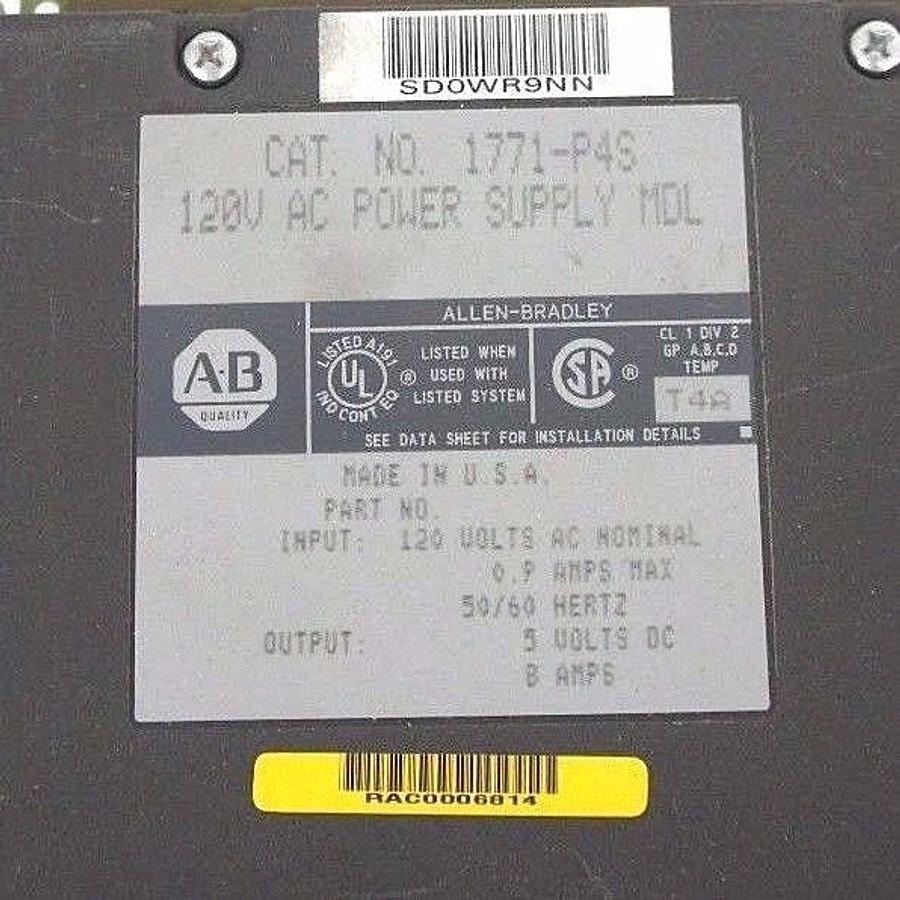 Used LOT OF 4 ALLEN BRADLEY 1771-P4S AC POWER SUPPLIES MDL 120V