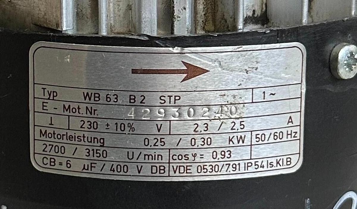 Used WERIE RIETSCHLE VTE6 / WB63B2STP / 105304 PICOLINO OILLESS ROTARY VACUUM PUMP