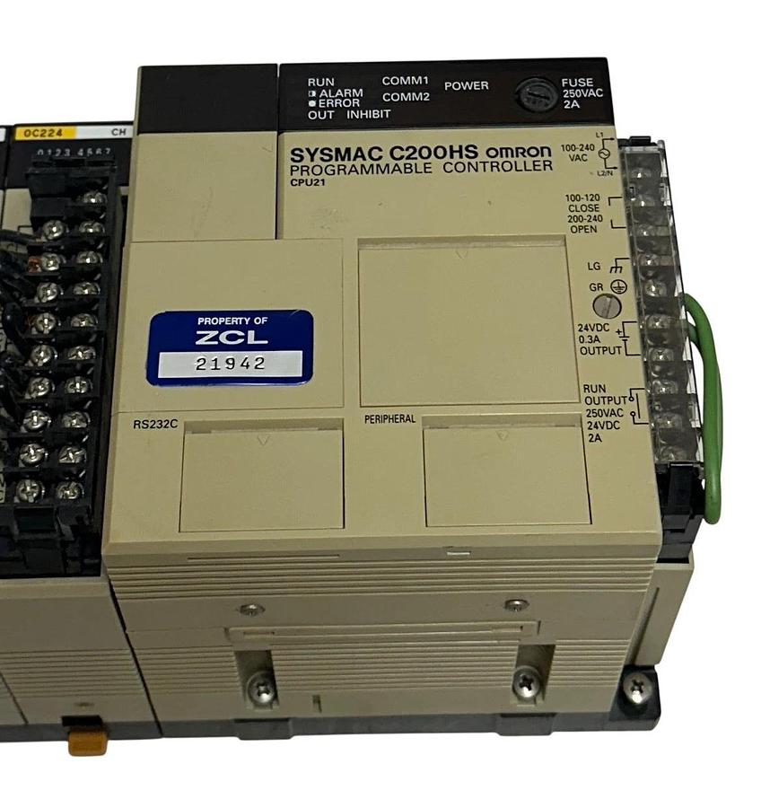 Used OMRON SYSMAC C200HS COMPLETE SLOT RACK ASSY C200HS-CPU21-E / OC224 / TS001 USNP
