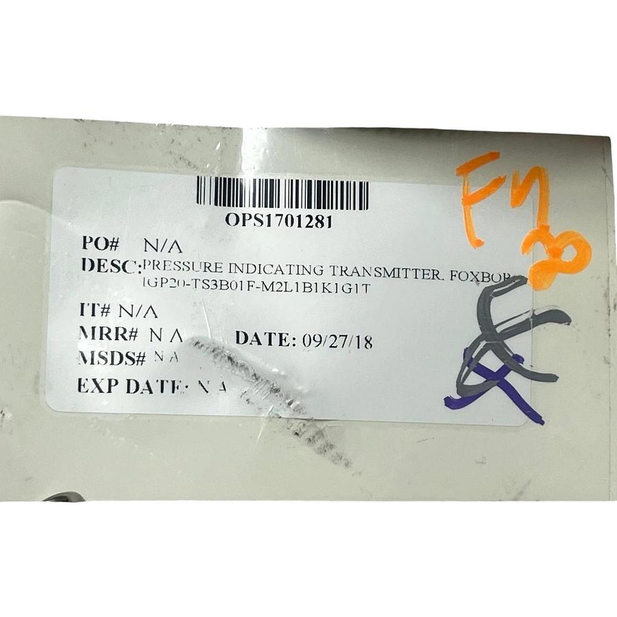 Foxboro IGP20-TS3B01F-M2L1B1K1G1T Pressure Transmitter HIPSFA-B312LLS1GCS44D