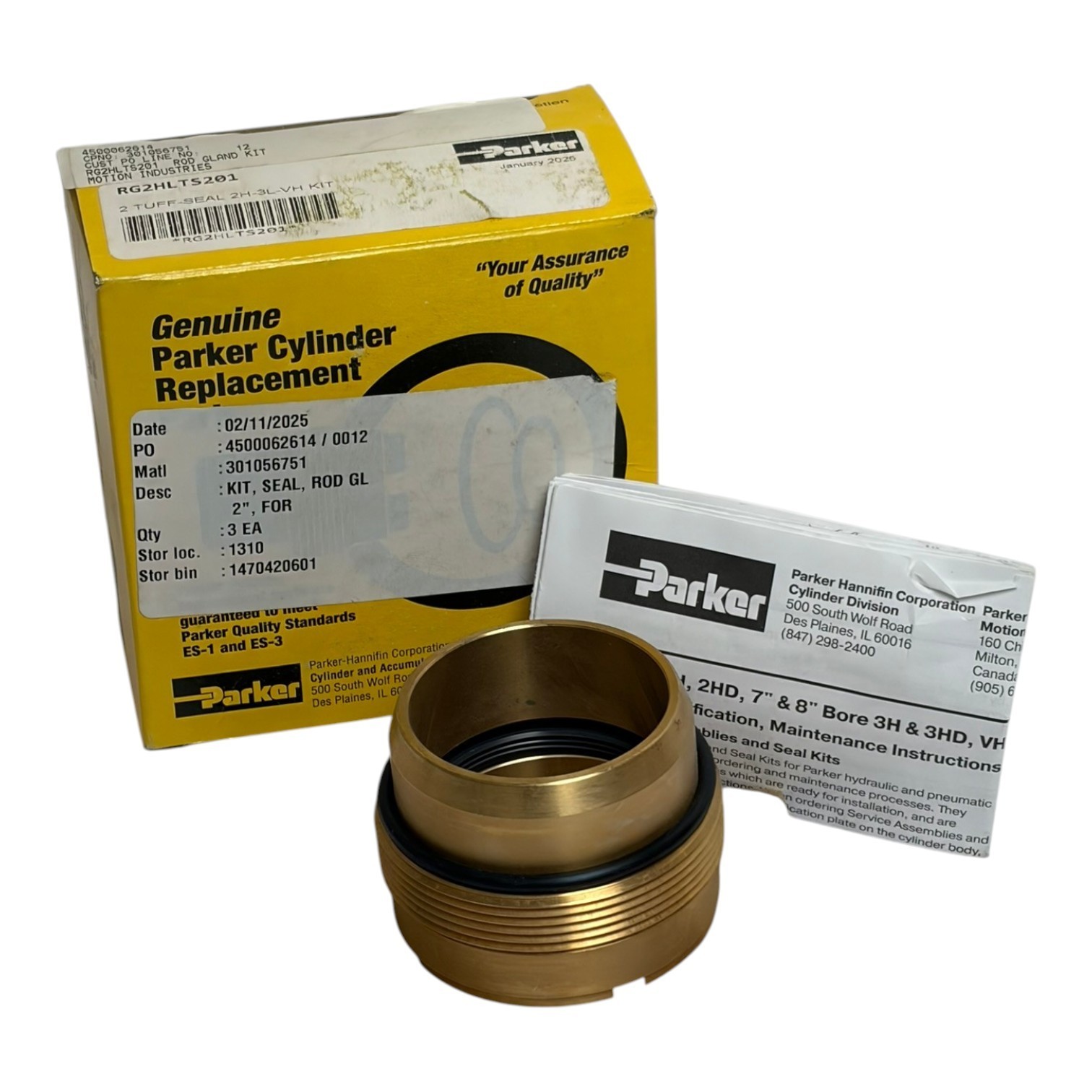 Used Parker RG2HLTS201 Rod Gland Replacement Kit 2" Tuff-Seal 2H 3L VH Series New