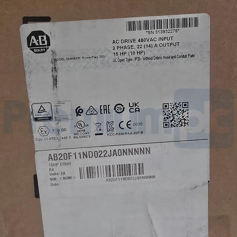 Used Sealed Pre-Owned Allen Bradley 20F11ND022JA0NNNNN /A PowerFlex 753 AC Drive 15HP