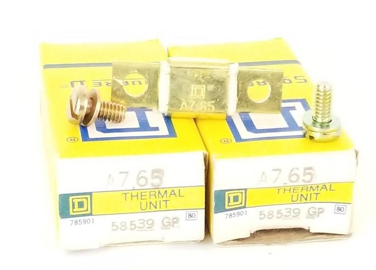 Used LOT OF 2 NIB SQUARE D A7.65 HEATER ELEMENTS A765