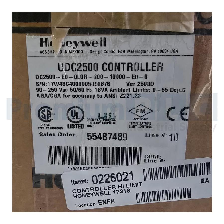 Used HONEYWELL UDC2500 TEMP. HI LIMIT CONTROLLER DC2500-E0-0L0R-200-10000-E0-0 NSMP