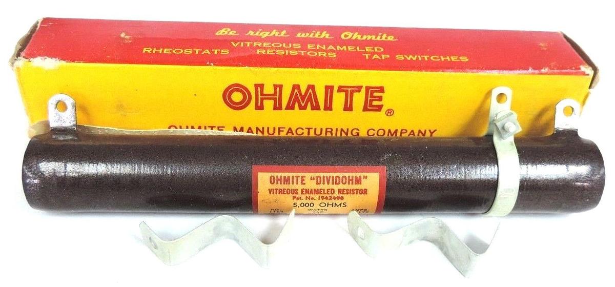 Used NIB OHMITE DIVIDOHM RESISTOR NO. 1164, 5000 OHMS WATT SIZE: 160 AMPS: 0.179