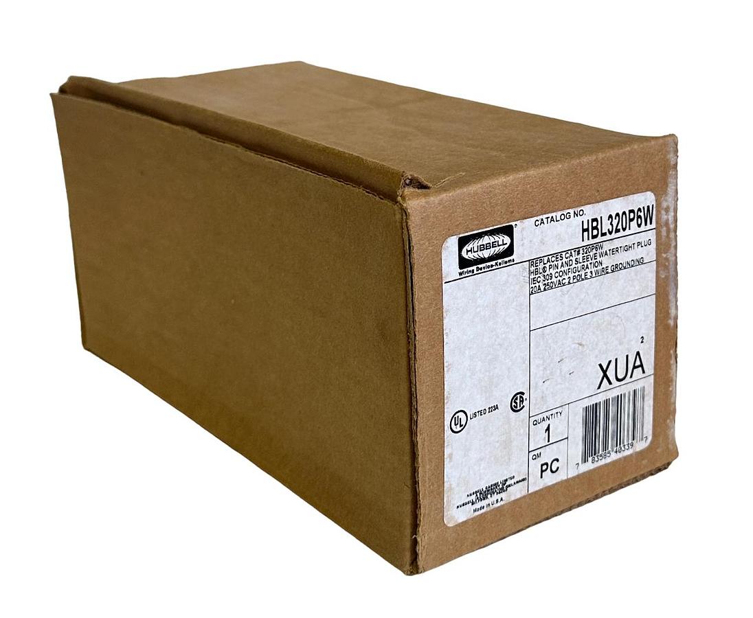 Used NEW HUBBELL HBL320P6W / 320P6W HBL PIN AND SLEEVE WATERTIGHT PLUG IEC 309 250Vac