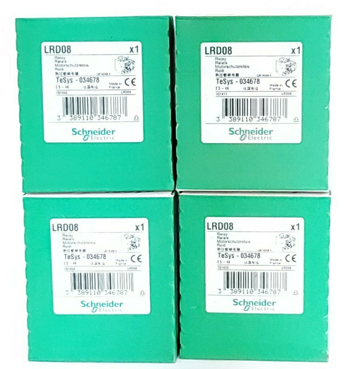 LOT OF 4 NIB SCHNEIDER ELECTRIC LRD08 RELAYS 2.5-4A