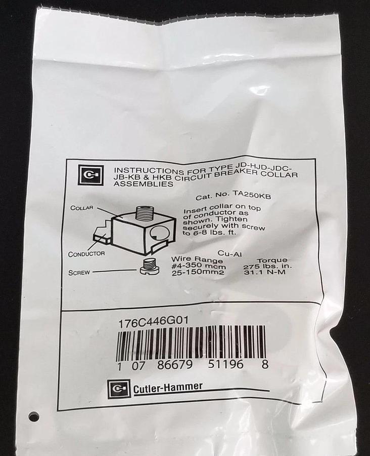 Used NEW CUTLER-HAMMER 176C446G01 LINE AND LOAD TERMINAL TA250KB