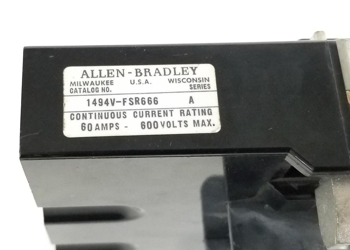 Used ALLEN BRADLEY 1494V-FSR666 TRAILER FUSE BLOCK SER. A 60A 600V 1494VFSR666