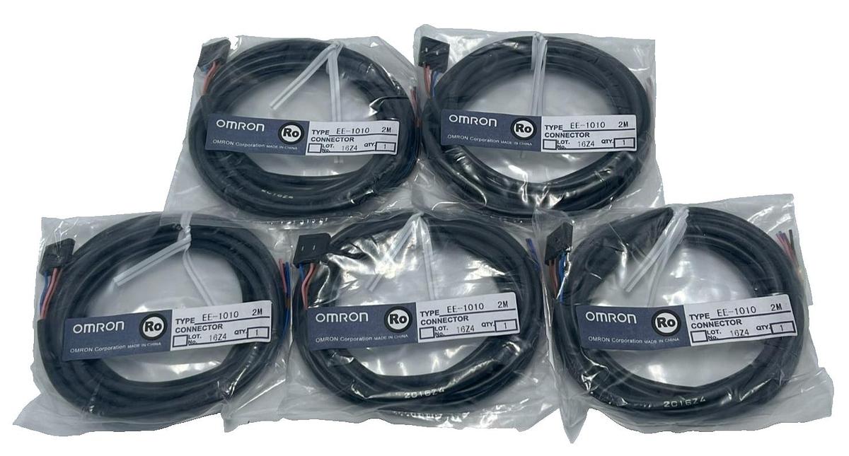 Used (5) OMRON EE-1010 Sensor Extension Cable 2M Length M8 Connector 4-Pin Straight