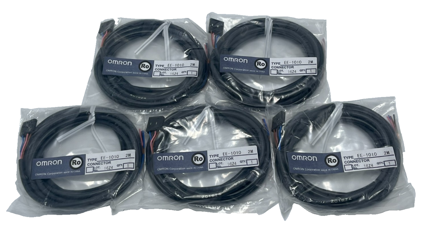 Used (5) OMRON EE-1010 Sensor Extension Cable 2M Length M8 Connector 4-Pin Straight