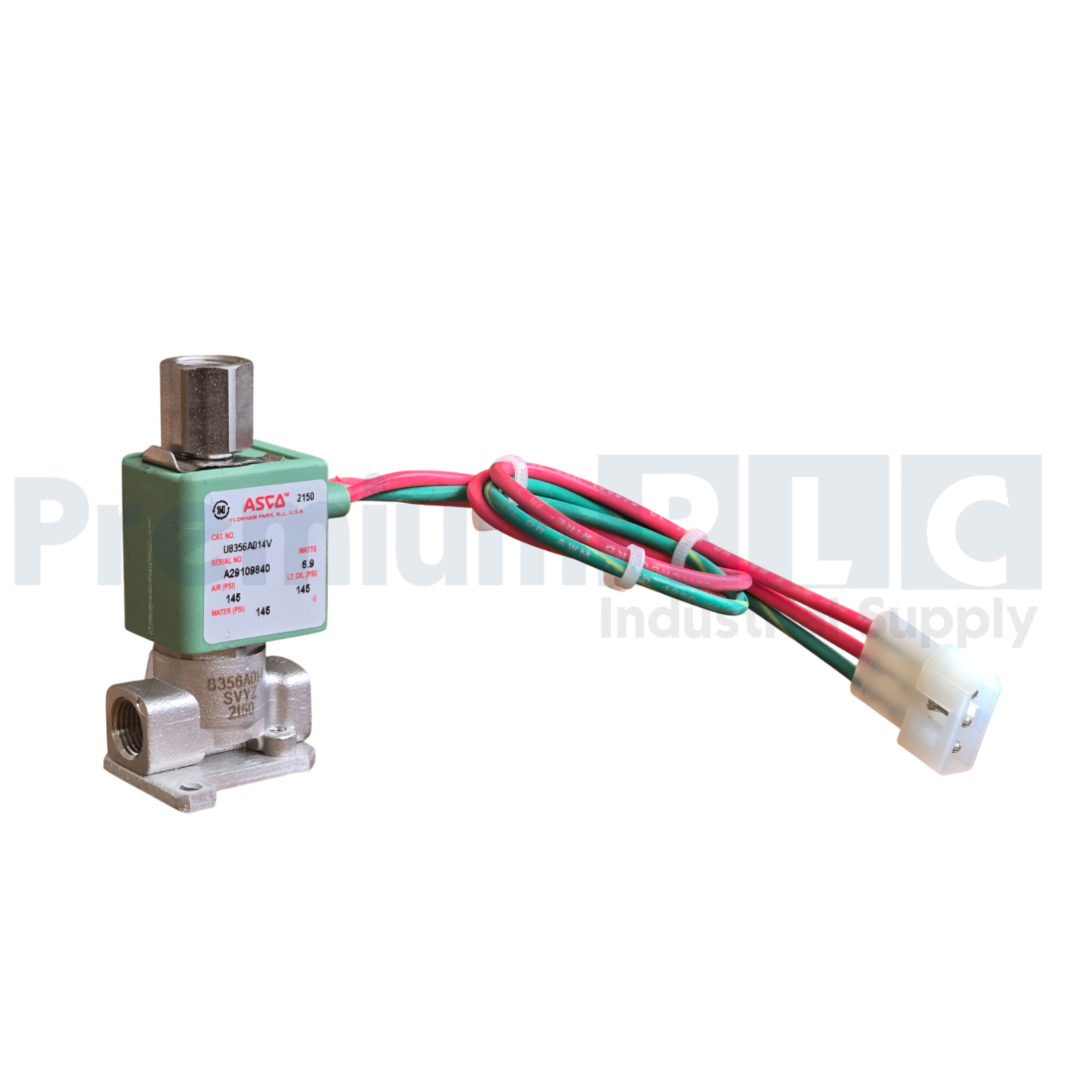 Used ASCO U8356A014V 3/2 8356 SERIES 3-Way/2-Pos SOLENOID VALVE 1/8" NPT SS 316 NUPI