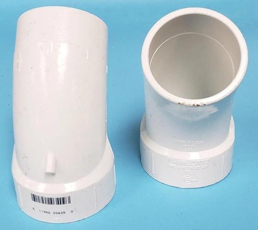 Used LOT OF 2 CHARLOTTE PVC-1 323 2" ELBOW PIPE FITTINGS 611942034093