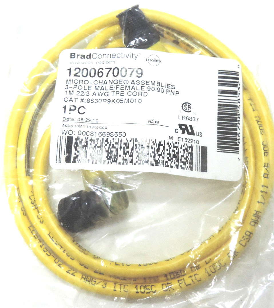 NEW WOODHEAD 8830P9K05M010 CORDSET CONNECTOR 3POLE MALE/FEMALE 1200670079
