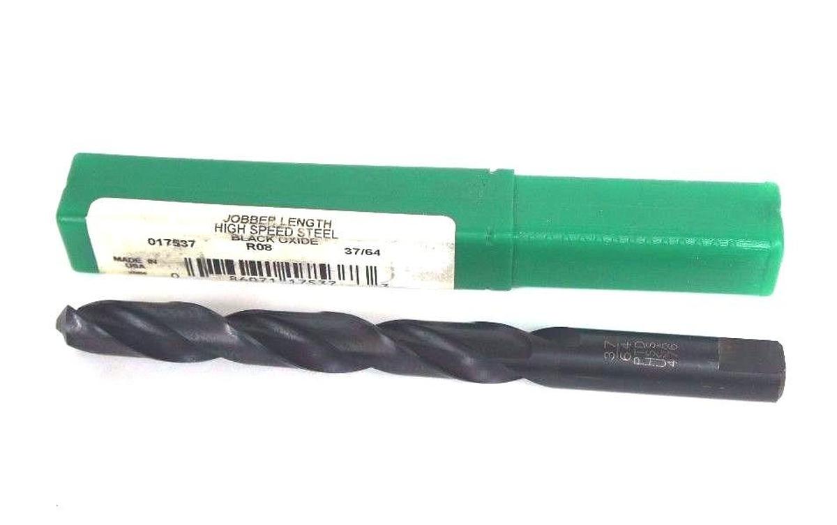 NEW PRECISION TWIST DRILL 017537 37/64" JOBBER LENGTH HSS BLACK OXIDE R08