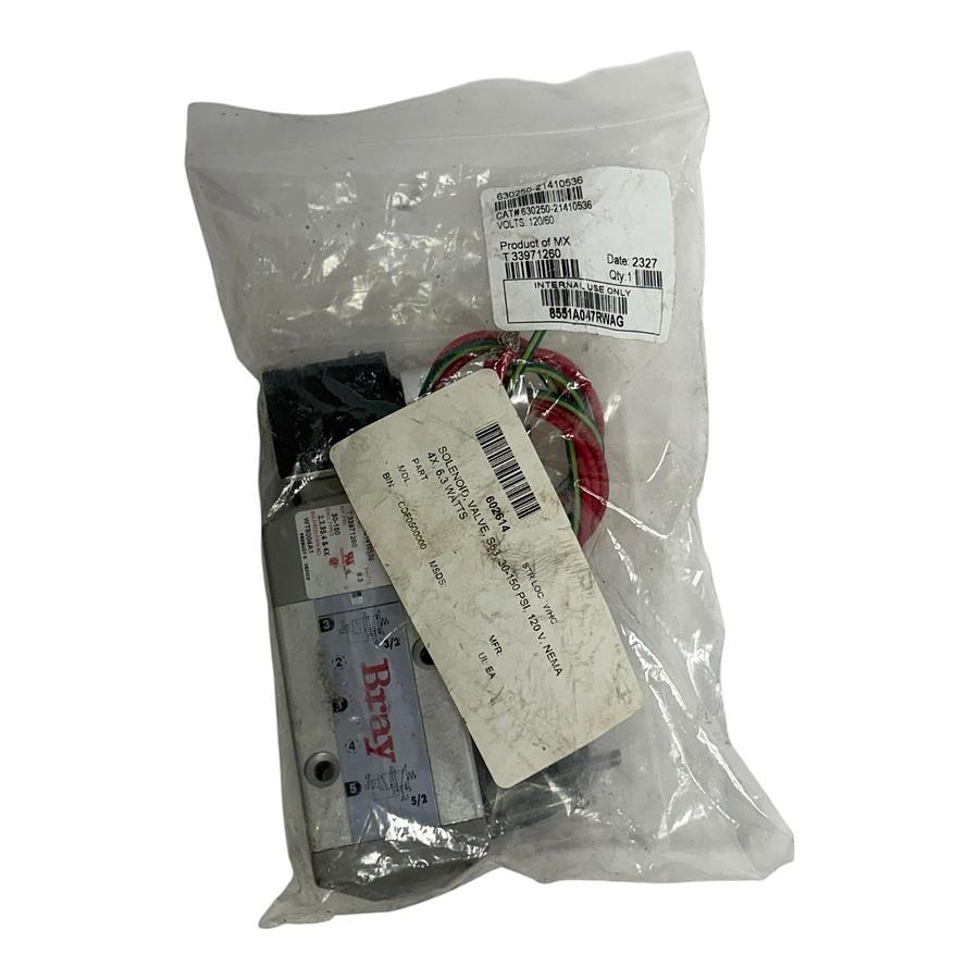 Used Bray 630250 Solenoid Valve 120V 30-150 PSI NAMUR 5/2 3/2 Spool WT8004A1 New