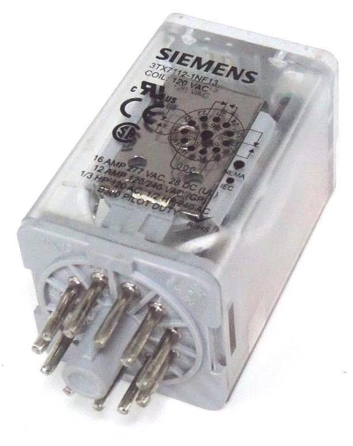 Used LOT OF 9 SIEMENS 3TX7112-1NC13 RELAYS 3TX71121NC13, 11-PIN, COIL: 120 VAC