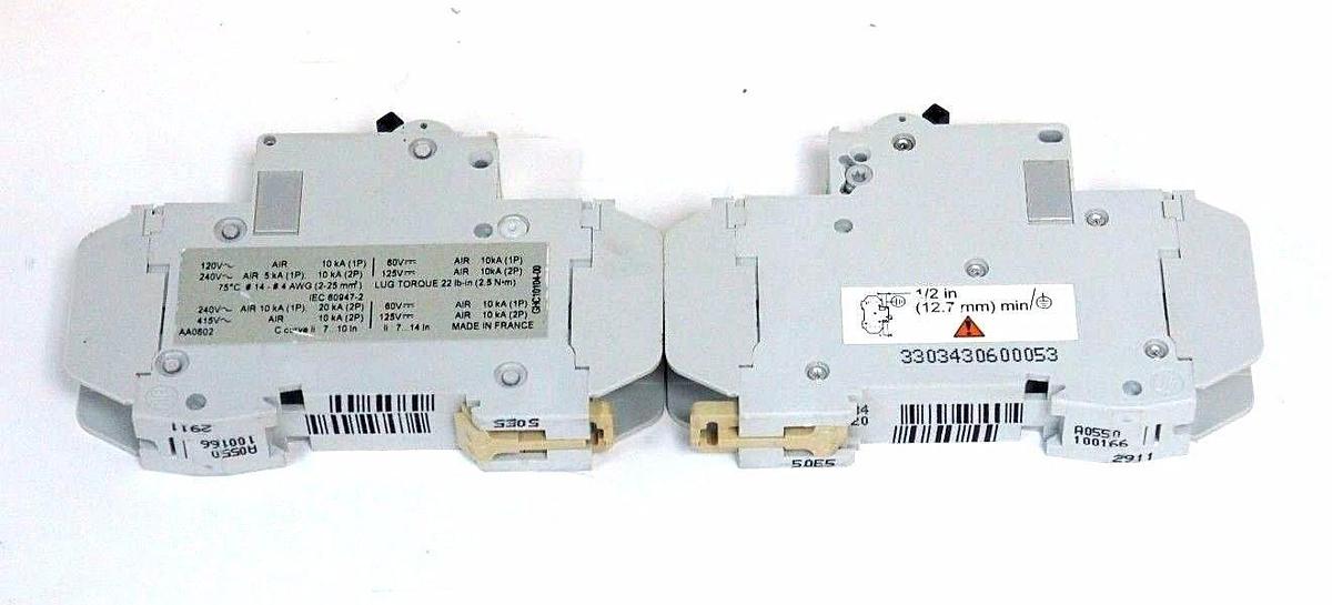 Used LOT OF 2 NEW MERLIN GERIN 60105 CIRCUIT BREAKERS 240V ~ 60V, MULTI 9 C60, C4A