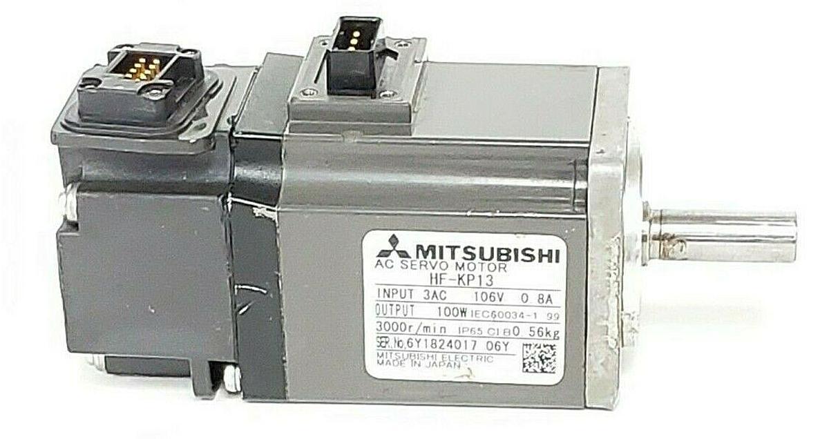 Used MITSUBISHI HF-KP13 SERVO MOTOR 100W, INPUT: 3AC, 106V, 0.8A, 3000R/MIN