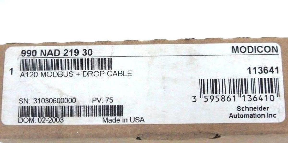 Used NIB MODICON 990NAD21930 A120 MODBUS + DROP CABLE PV: 75, 113641