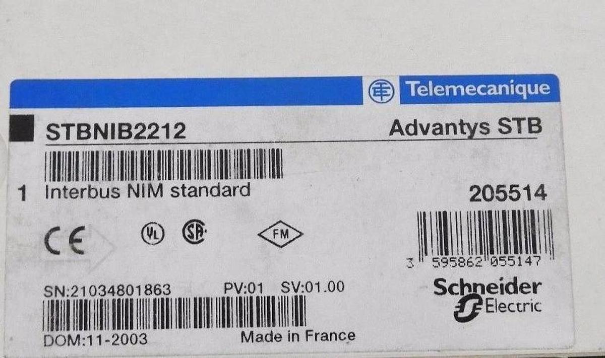 Used NIB TELEMECANIQUE STBNIB2212 INTERBUS NIM STANDARD, 205514, PV: 01, SV: 01.00