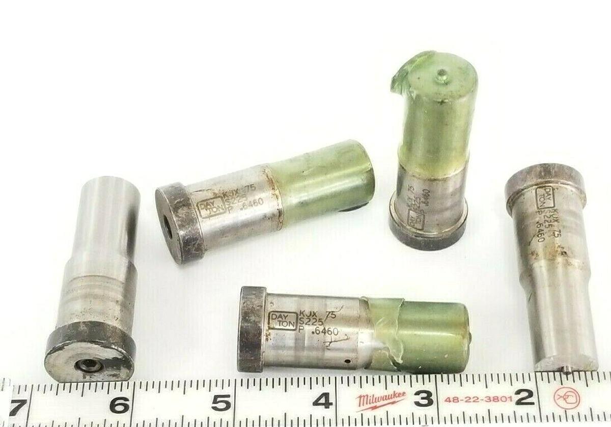 Used LOT OF 5 NEW DAYTON KJX-75 STRAIGHT DIE PUNCHES S225 P .6460 KJX75 2-3/8'' IN