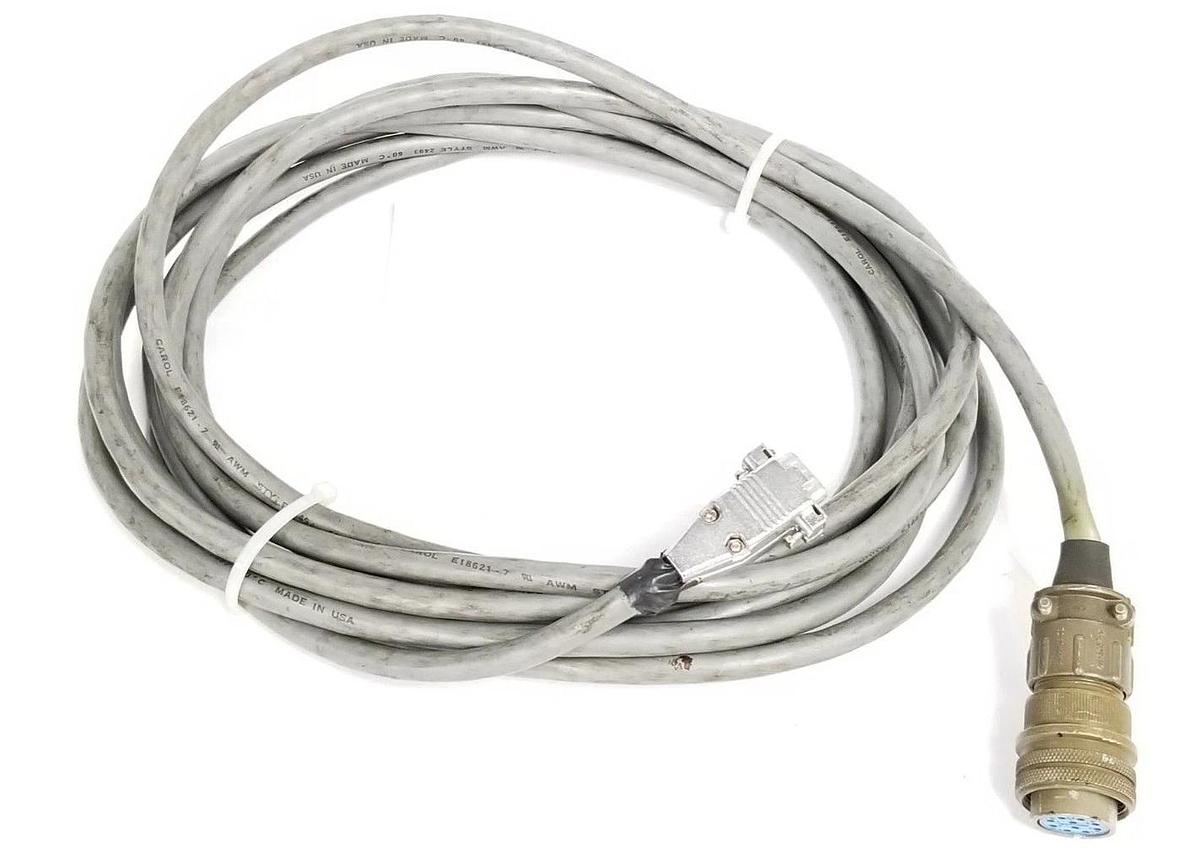 Used CAROL E18621-7 ENCODER CABLE W/ AMPHENOL 10-PIN FEMALE CONNECTOR TO 9-PIN MALE