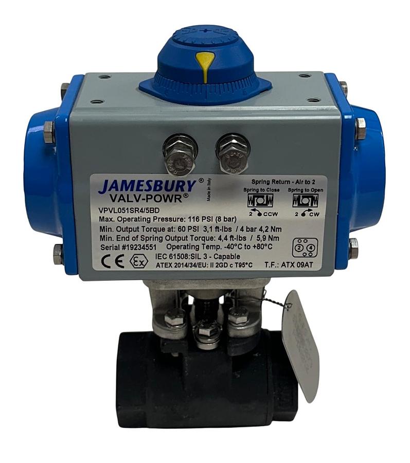 Used JAMESBURY 3/4'' 9FBTG 2236XTB 61 / VPVL051SR4/5BD VALV-POWR ACTUATOR SPRING NSNP