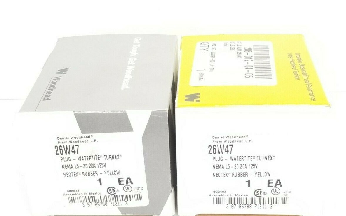 LOT OF 2 NIB DANIEL WOODHEAD 26W47 PLUG-WATERTITE TURNEX YELLOW