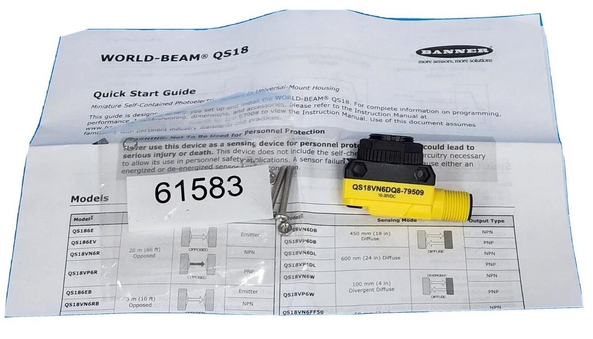Used NIB BANNER QS18VN6DQ8-79509 PHOTOELECTRIC SENSOR 79509, 10-30VDC