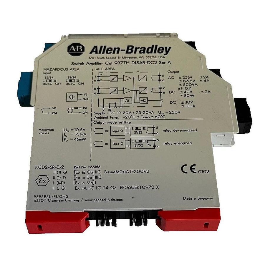 Used ALLEN BRADLEY 937TH-DISAR-DC2 /A INTRINSIC SWITCH AMPLIFIER 24Vdc 2-CHNL