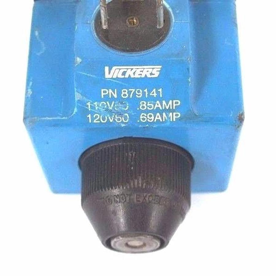 Used VICKERS DG4S4-012A-U-B-60 DIRECTIONAL VALVE 879279 W/ 879141 COIL