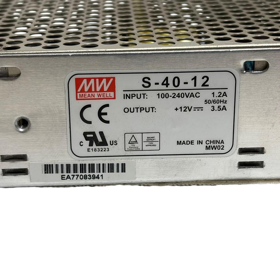 Used MEAN WELL S-40-12 Enclosed Switching Power Supply 12V 3.5A