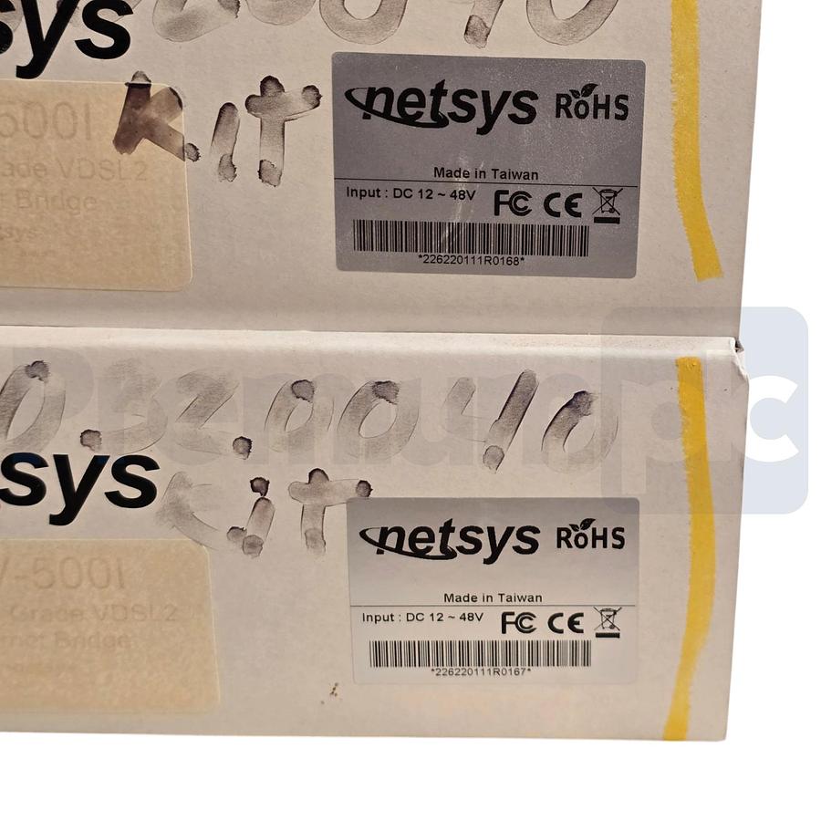 Used Netsys NV-500IKIT Industrial VDSL2 Ethernet Extender Kit CO/CPE 2x NV-500I NSMP