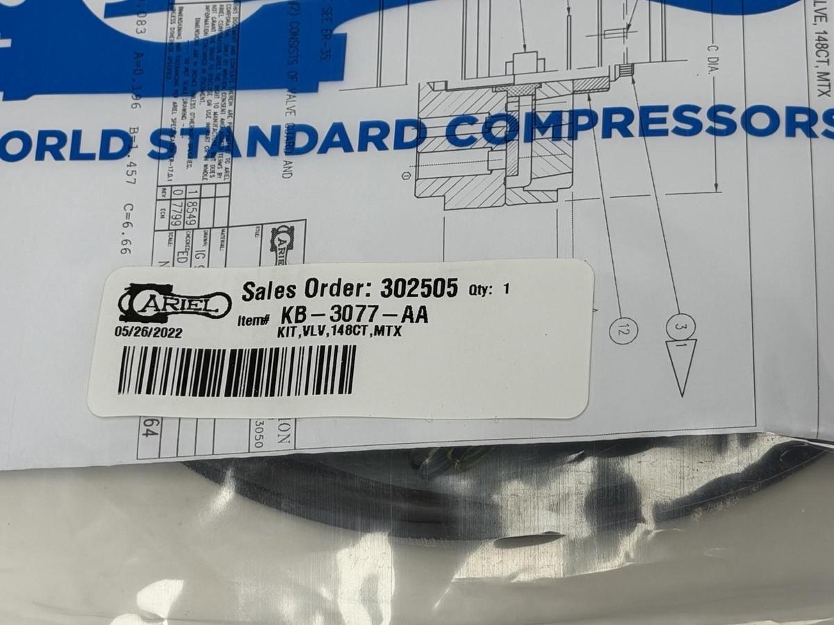 Ariel Compressor KB-3077-AA Valve Maintenance/Overhaul Kit 148CT MTX NSFS