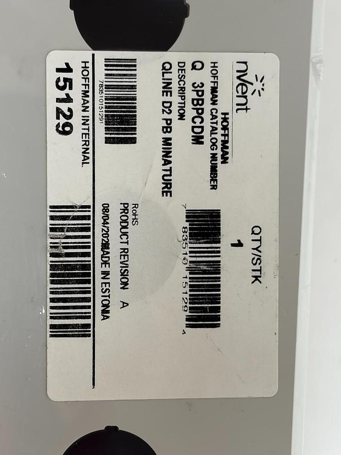 Used New nVent Hoffman Q3PBPCDM QLine D Polycarbonate Enclosure 3-Hole Pushbutton Box