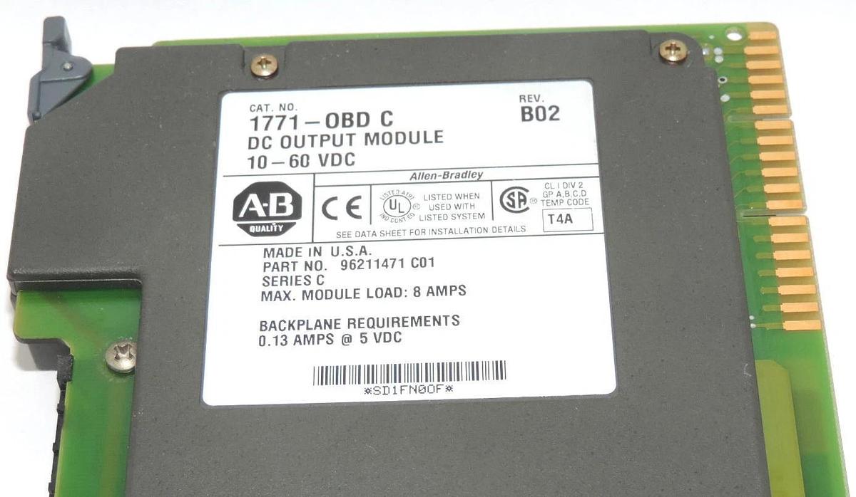 Used ALLEN BRADLEY 1771-OBD/C DC OUTPUT MODULE 1771OBD REV. B02, 10-60 VDC