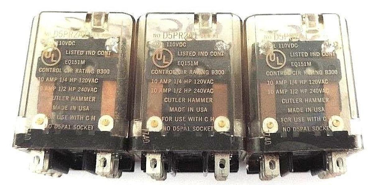 Used LOT OF 3 CUTLER HAMMER D5PR2A1 SER. A1 RELAYS, COIL 110VDC