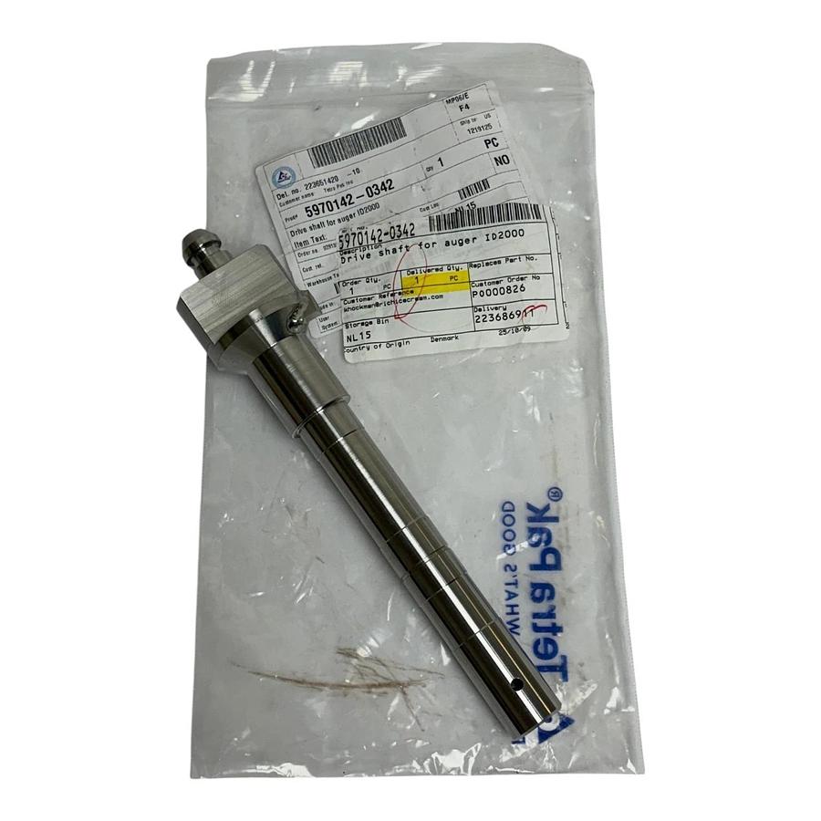 Tetra Pak ID2000 Drive Shaft for Auger 5970142-0342 Stainless Steel New Surplus