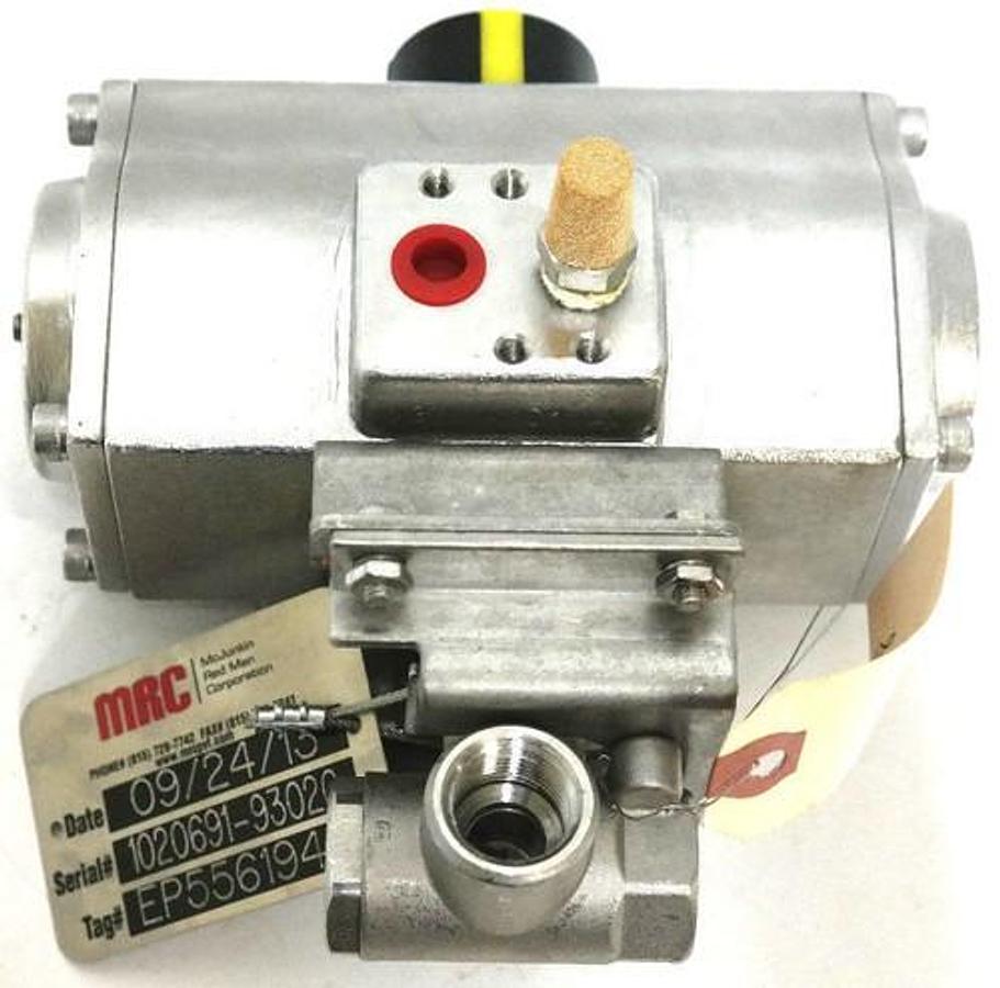 Used UNITORQ A30K55SLS SS PNEUMATIC ACTUATOR W/ APOLLO 76-603-01 THREADED BALL VALVE